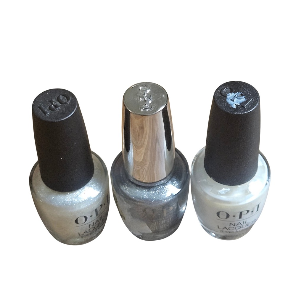 Lot of 3 OPI Nail Lacquer Happy Anniversary Go Big or Go Chrome White Shimmer
